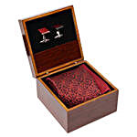 Alvaro Castagnino Red Necktie Cufflinks & Square Pocket Gift Set for Men