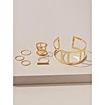 Hollow Golden Bracelet And Ring Set