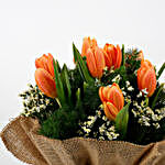 10 Imported Peach Tulips 2 Limoniums Premium Bouquet