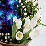 Beautiful Orchid Tulips Jute Wrapped Bouquet