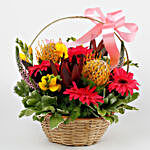 Colourful Basket of 17 Mixed Exotic Flowers
