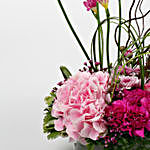 Roses Carnations Freesia Alluring Glass Vase Arrangement