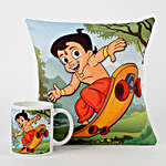 Chota Bheem Printed Cushion & Mug Combo
