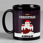 Personalised Merry Christmas Santa Black Mug