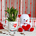 2 Layer Lucky Bamboo Plant with Teddy Bear Combo
