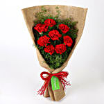 8 Red Carnations Bouquet & Teddy Bear Combo
