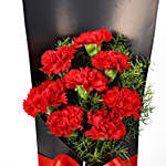 8 Red Carnations in Black Paper