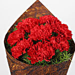 8 Red Carnations in Brown Handmade Paper
