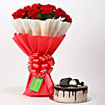 12 Red Carnations & Chocolate Cake Combo
