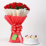 12 Red Carnations & Pineapple Cake Combo
