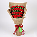 20 Layered Red Carnations- Jute Wrapped