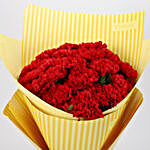 20 Red Carnations in Yellow Paper