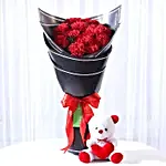 Beautiful 12 Red Carnations & Teddy Bear