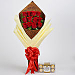 Bouquet of 12 Red Roses & Ferrero Rocher