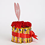 Carnations in Glass Vase & 5 Star Chocolate Bouquet