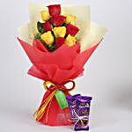 Red & Yellow Roses with Dairy Milk Silk