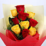 Teddy Bear with Red & Yellow Roses
