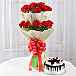 Two Layer Red Carnations With Black Forest Cake