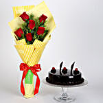 6 Red Roses Bouquet & Truffle Cake