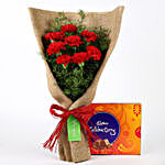 8 Red Carnations & Celebrations Box