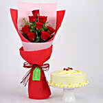 8 Red Roses with Butterscotch Cake Combo