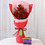 8 Red Roses with Dairy Milk Combo