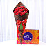 8 Vibrant Red Carnations & Celebrations Box