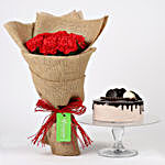 10 Red Carnations & Chocolate Cake
