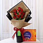 10 Red Roses & Cadbury Celebrations Combo