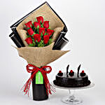 10 Red Roses & Truffle Cake Combo