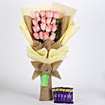 20 Pink Roses Bouquet & Cadbury Dairy Milk