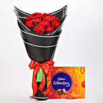 Beautiful 12 Red Carnations & Celebrations Box