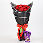 Beautiful 12 Red Carnations & Silk Combo