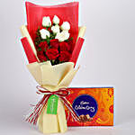 Cadbury Celebrations Box with Red & White Roses