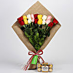 Mix Roses Bouquet & Ferrero Rocher Box