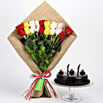 Mix Roses Bouquet & Truffle Cake Combo