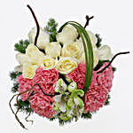 White Roses & Pink Carnations Arrangement
