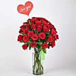 Classic Red Roses in Glass Vase