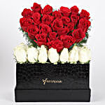Hearty Red & White Roses Box Arrangement