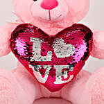 Pink Color Sequin Love Teddy Bear