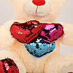 Sequin Heart Cream Color Teddy Bear