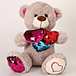 Sequin Heart Grey Color Teddy Bear