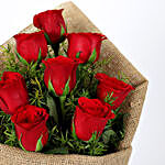 8 Red Roses Bouquet & Teddy Bear