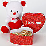 Heart Shaped Chocolates & Teddy Bear