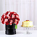 80 Red & Pink Roses Box & Butterscotch Cake