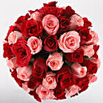 80 Red & Pink Roses Box & Chocolate Cake