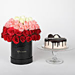 Mixed Roses Box & Chocolate Cake Combo