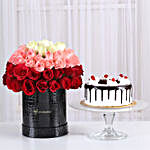 Mixed Roses Box & Black Forest Cake Combo