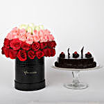 Mixed Roses Box & Truffle Cake Combo