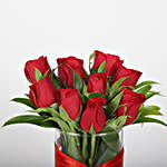 Red Roses Vase & Teddy Bear Combo
